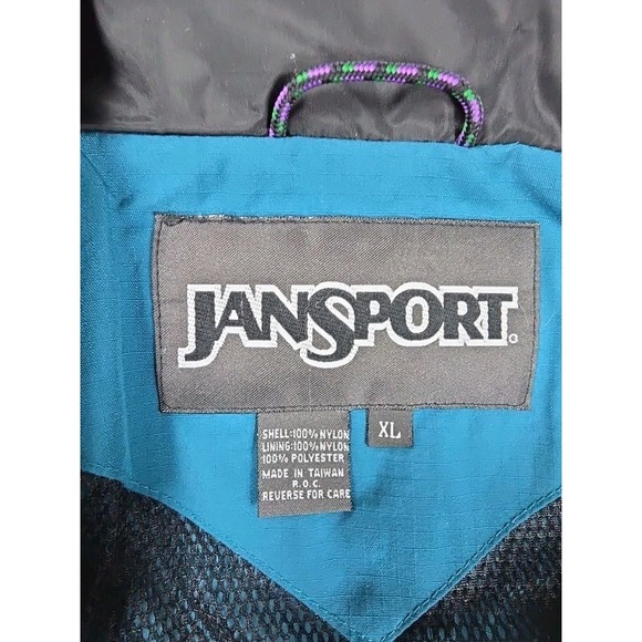JanSport Ripstop Rain Jacket Men XL BLUE Drawcord Adjustable Waist Hood Full Zip - Picture 4 of 13